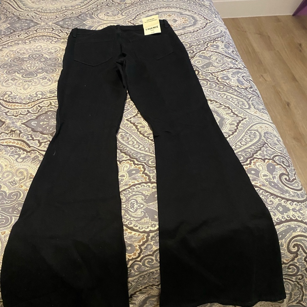 Lagence black flare jeans with side satin ribbon detailing- Brand new!!